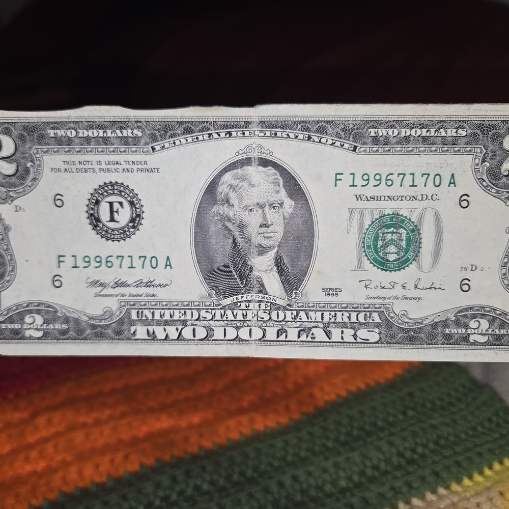 Rare 1995-F100 Series 2$ Dollar Bill